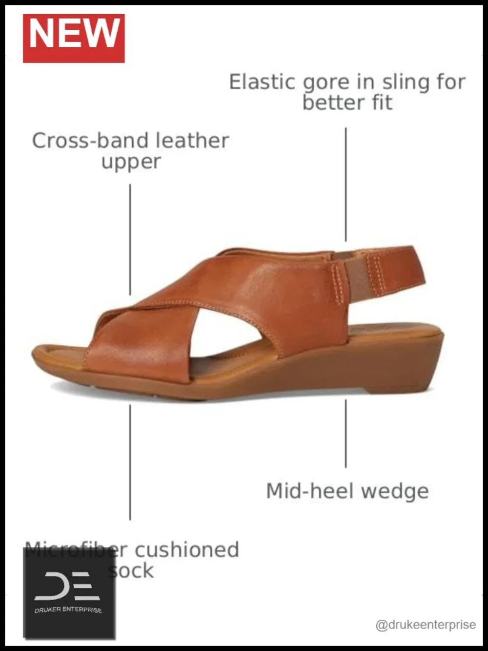 Comfortiva Women's Emilee Midheel Wedge Slingback Sandal Leather Open Toe